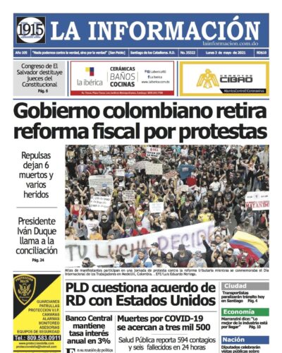 Portada Periódico La Información, Lunes 03 de Mayo, 2021