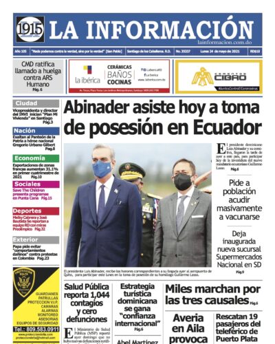 Portada Periódico La Información, Lunes 24 de Mayo, 2021