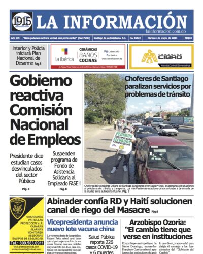 Portada Periódico La Información, Martes 04 de Mayo, 2021