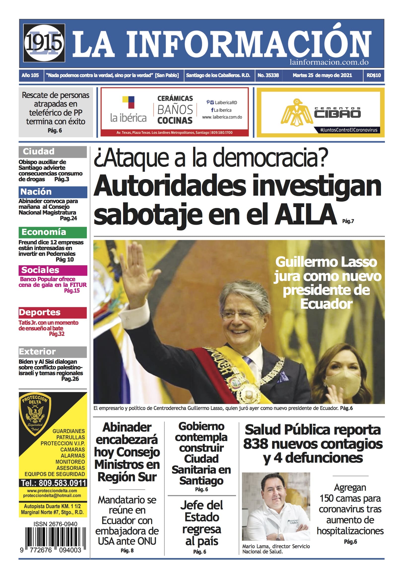 Portada Periódico La Información, Martes 25 de Mayo, 2021