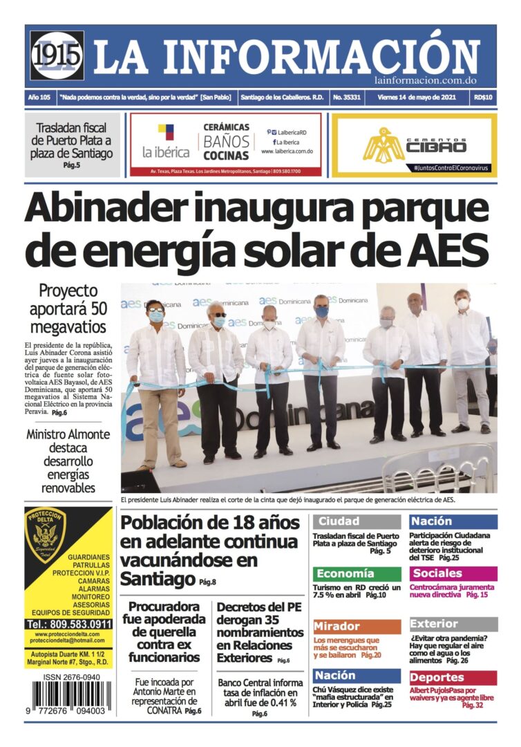 Portada Periódico La Información, Viernes 14 de Mayo, 2021
