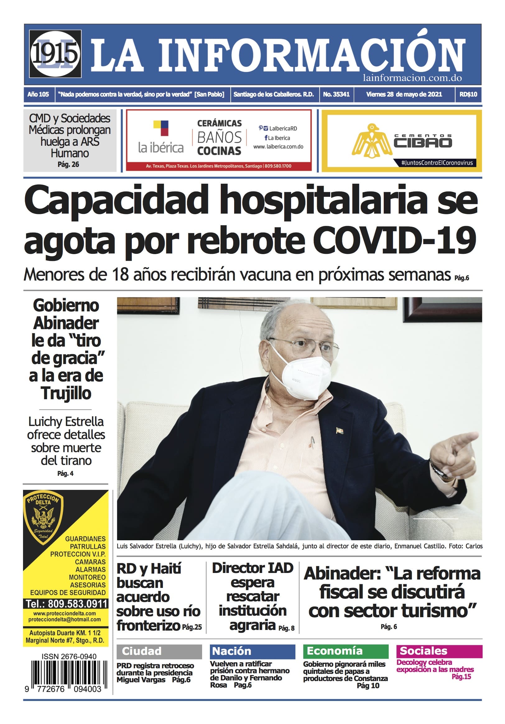 Portada Periódico La Información, Viernes 28 de Mayo, 2021