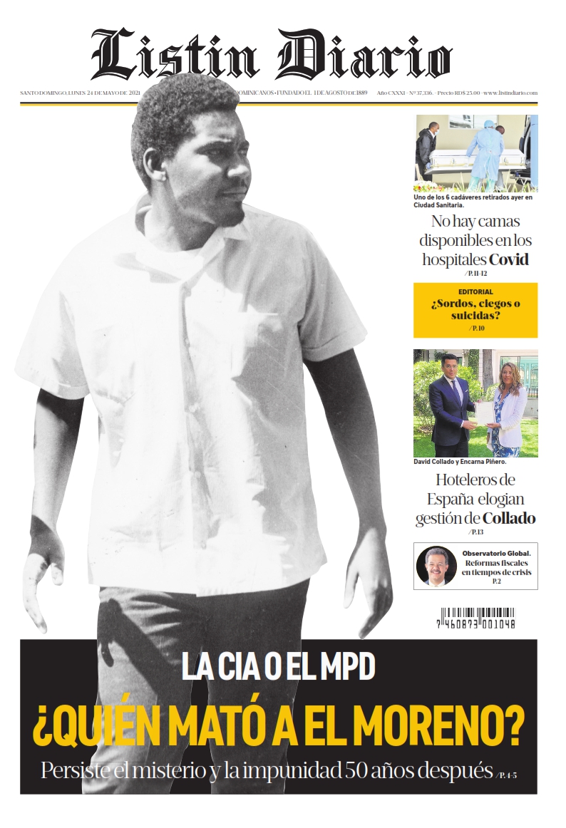 Portada Periódico Listín Diario, Lunes 24 de Mayo, 2021