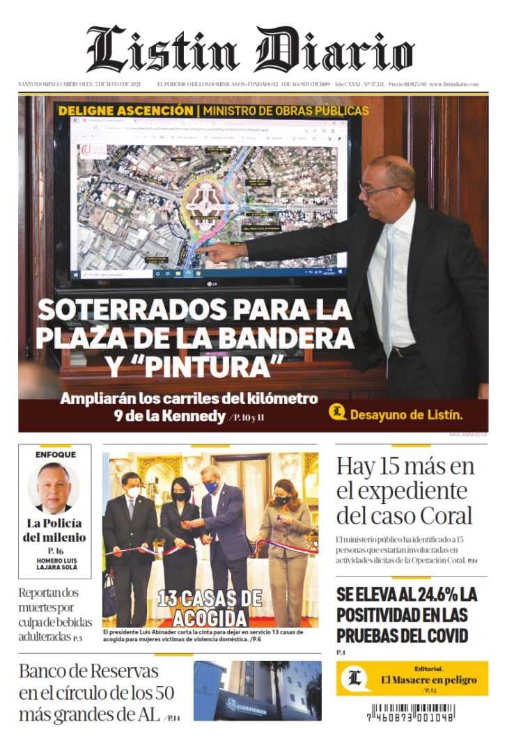 Portada Periódico Listín Diario, Miércoles 05 de Mayo, 2021