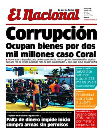 Portada Periódico El Nacional, Domingo 06 Junio, 2021