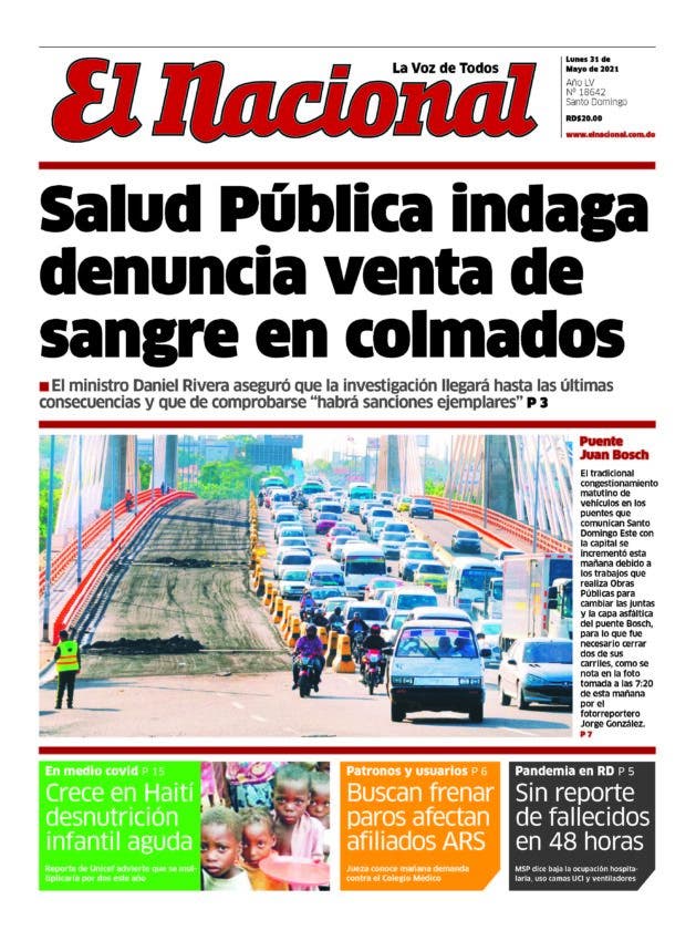 Portada Periódico El Nacional, Lunes 31 de Mayo, 2021