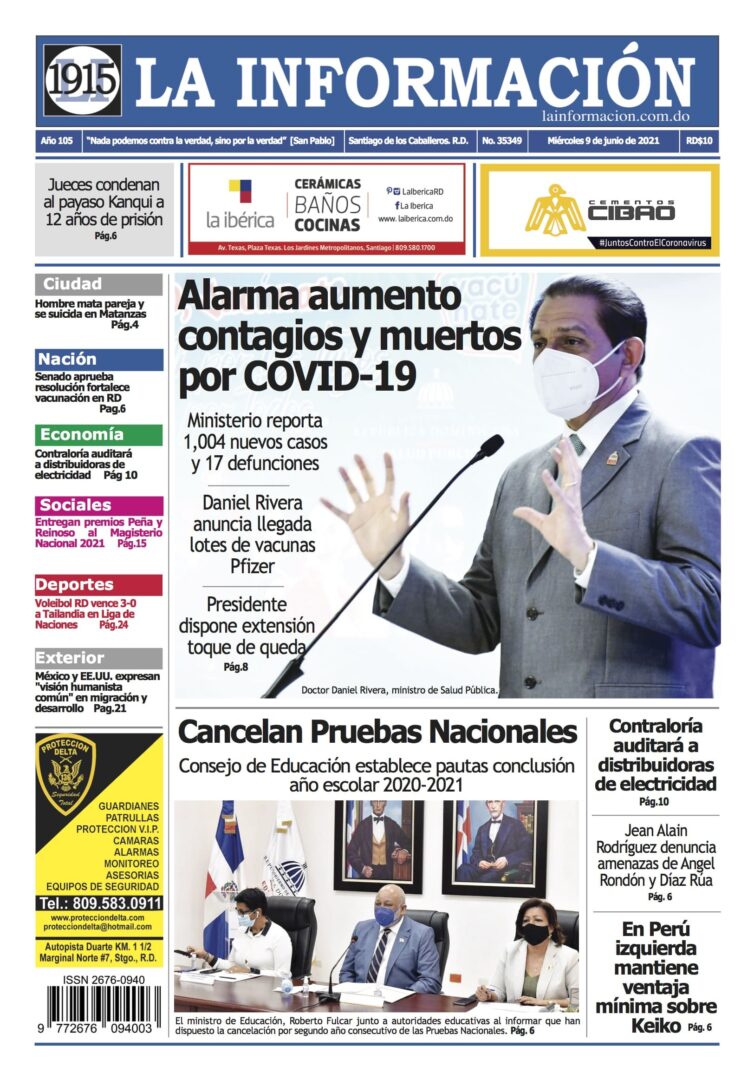 Portada Periódico La Información, Miércoles 09 Junio, 2021