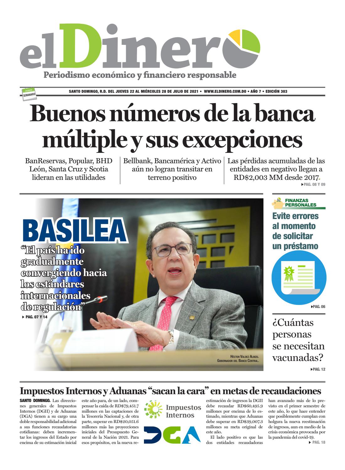 Portada Periódico El Dinero, Jueves 22 Julio, 2021