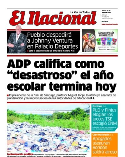 Portada Periódico El Nacional, Jueves 29 Julio, 2021