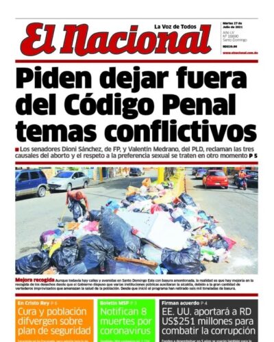 Portada Periódico El Nacional, Martes 27 Julio, 2021