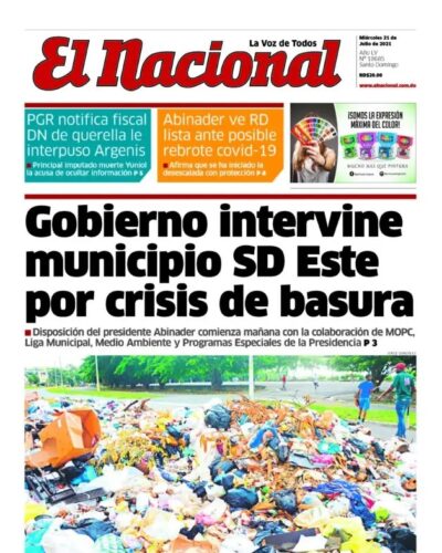 Portada Periódico El Nacional, Miércoles 21 Julio, 2021