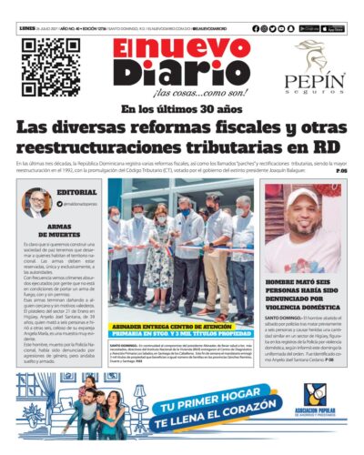Portada Periódico El Nuevo Diario, Lunes 26 Julio, 2021