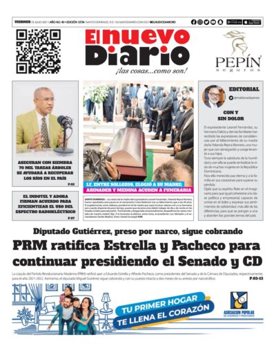 Portada Periódico El Nuevo Diario, Viernes 23 Julio, 2021