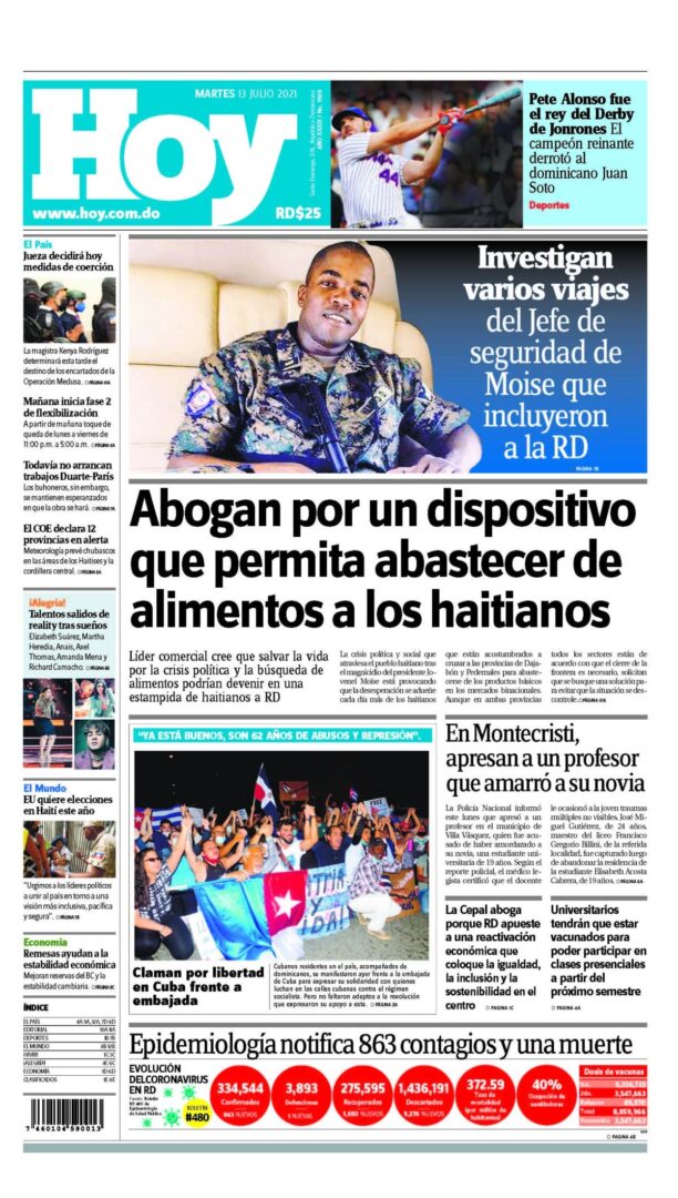 Portada Periódico La Información, Martes 13 Julio, 2021
