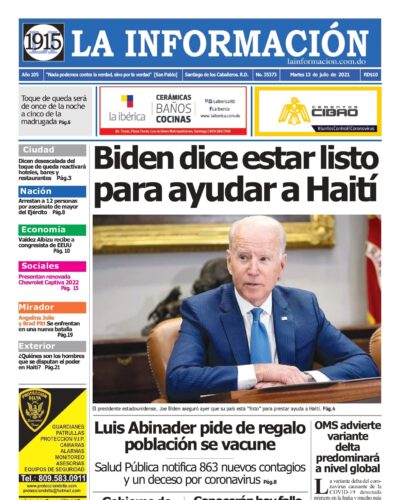 Portada Periódico La Información, Martes 13 Julio, 2021