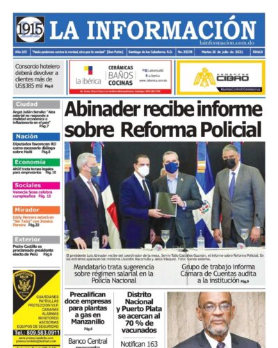Portada Periódico La Información, Martes 20 Julio, 2021