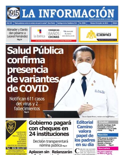 Portada Periódico La Información, Viernes 23 Julio, 2021