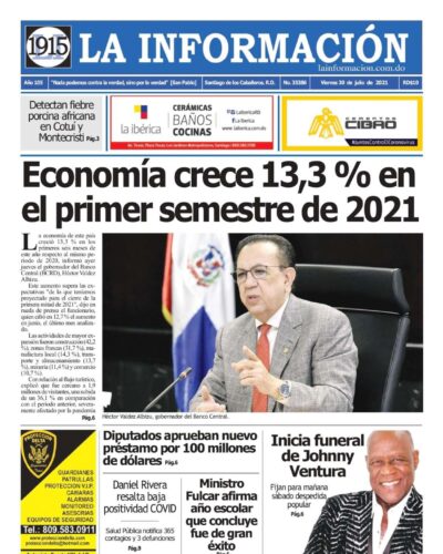 Portada Periódico La Información, Viernes 30 Julio, 2021