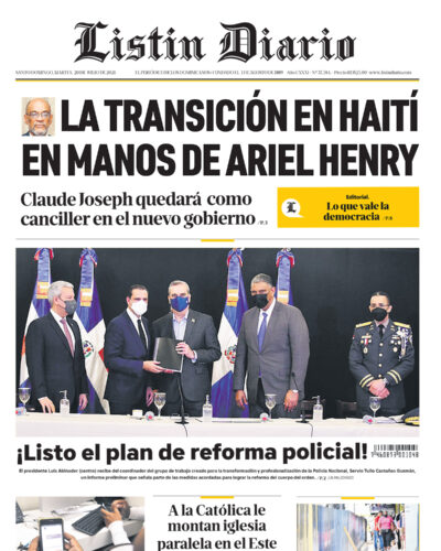 Portada Periódico Listín Diario, Martes 20 Julio, 2021