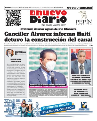 Portada Periódico El Nuevo Diario, Martes 03 Agosto, 2021