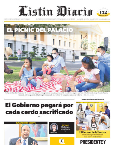 Portada Periódico Listín Diario, Lunes 02 Agosto, 2021