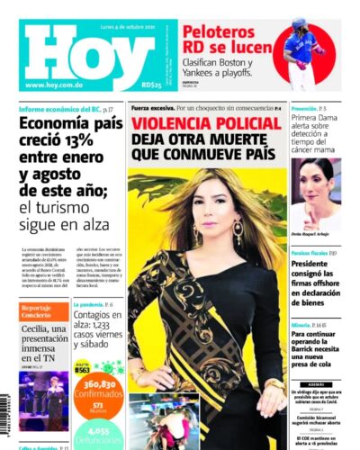 Portada Periódico Hoy, Lunes 04 Octubre, 2021