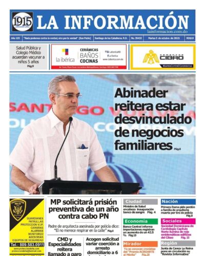 Portada Periódico La Información, Martes 05 Octubre, 2021