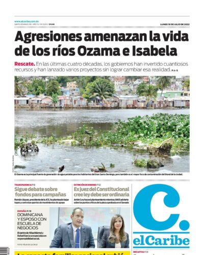 Portada Periódico El Caribe, Lunes 18 Julio, 2022