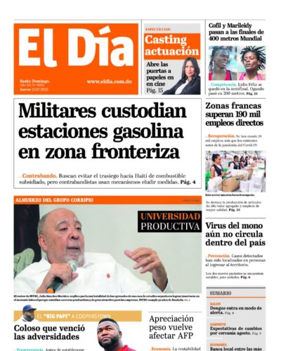 Portada Periódico El Día, Jueves 21 Julio, 2022