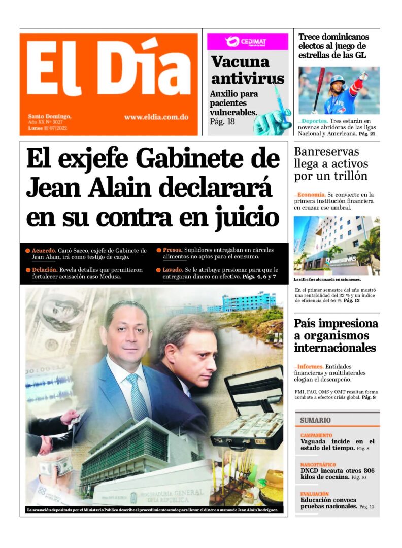 Portada Periódico El Día, Lunes 11 Julio, 2022