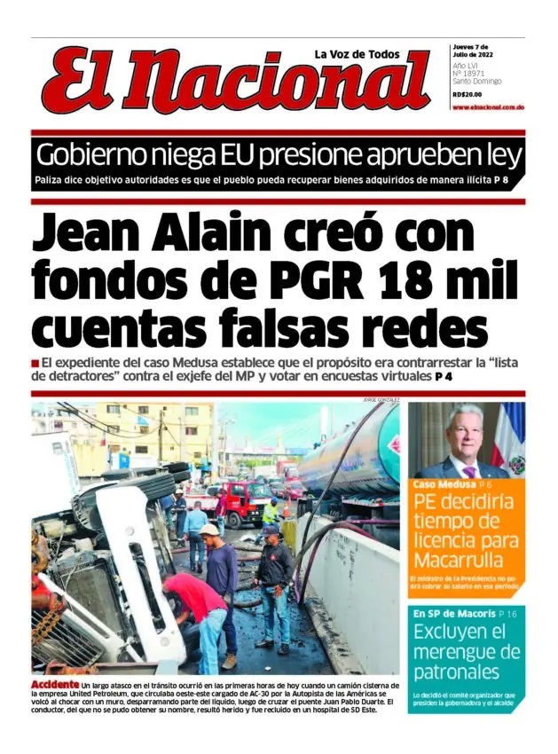 Portada Periódico El Nacional, Jueves 07 Julio, 2022