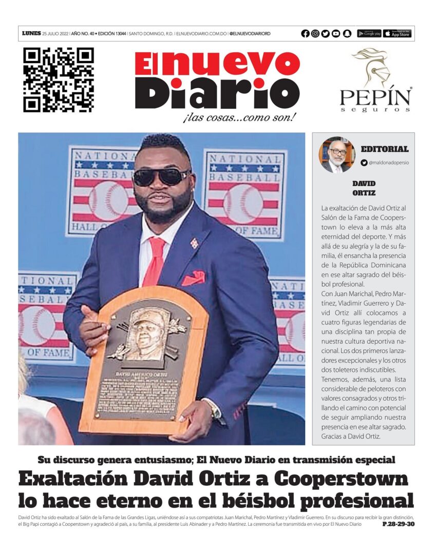 Portada Periódico El Nuevo Diario, Lunes 25 Julio, 2022