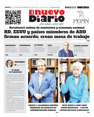 Portada Periódico El Nuevo Diario, Martes 26 Julio, 2022
