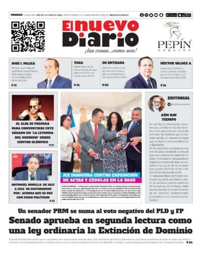 Portada Periódico El Nuevo Diario, Viernes 15 Julio, 2022