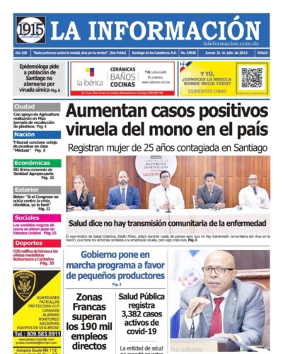 Portada Periódico La Información, Jueves 21 Julio, 2022