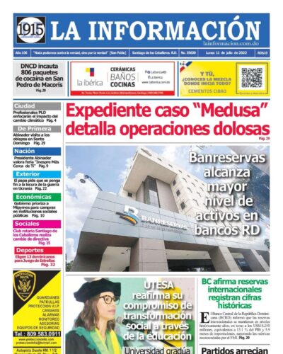 Portada Periódico La Información, Lunes 11 Julio, 2022