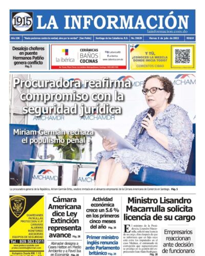 Portada Periódico La Información, Viernes 08 Julio, 2022