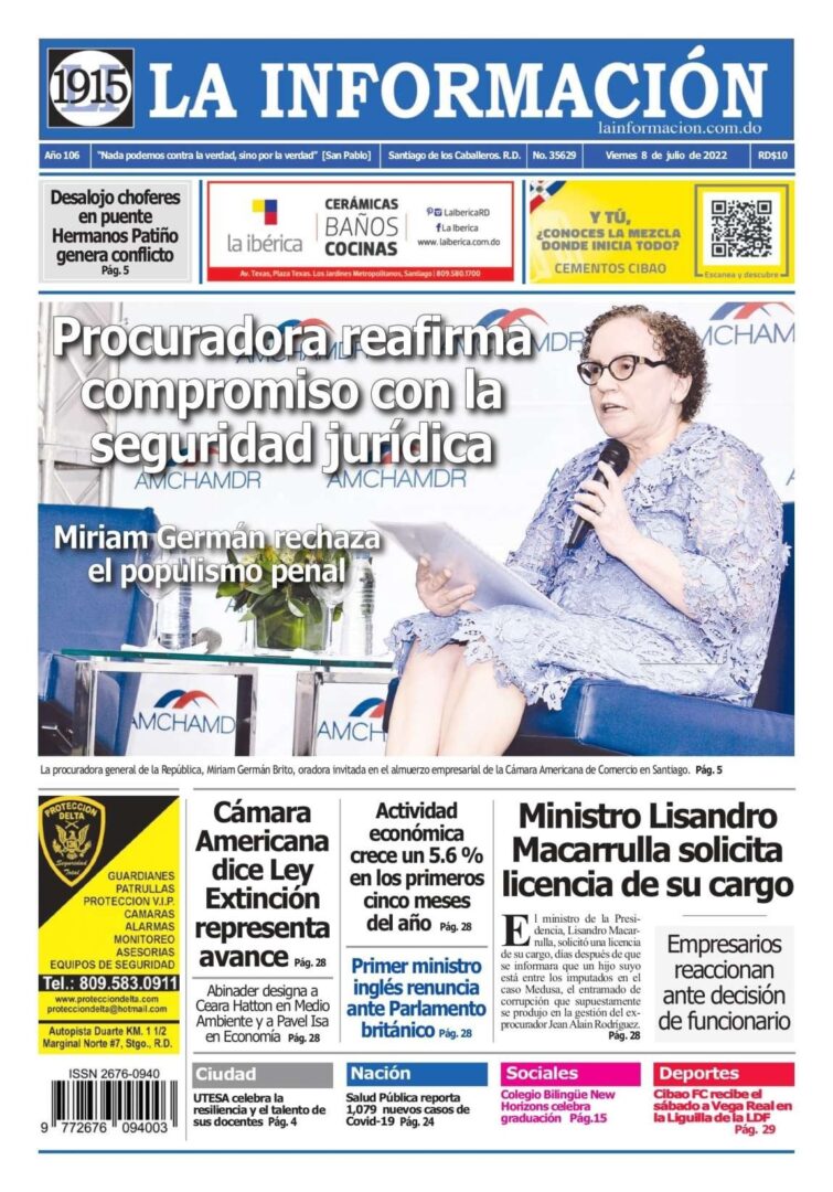 Portada Periódico La Información, Viernes 08 Julio, 2022