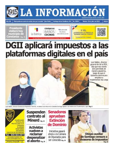 Portada Periódico La Información, Viernes 15 Julio, 2022