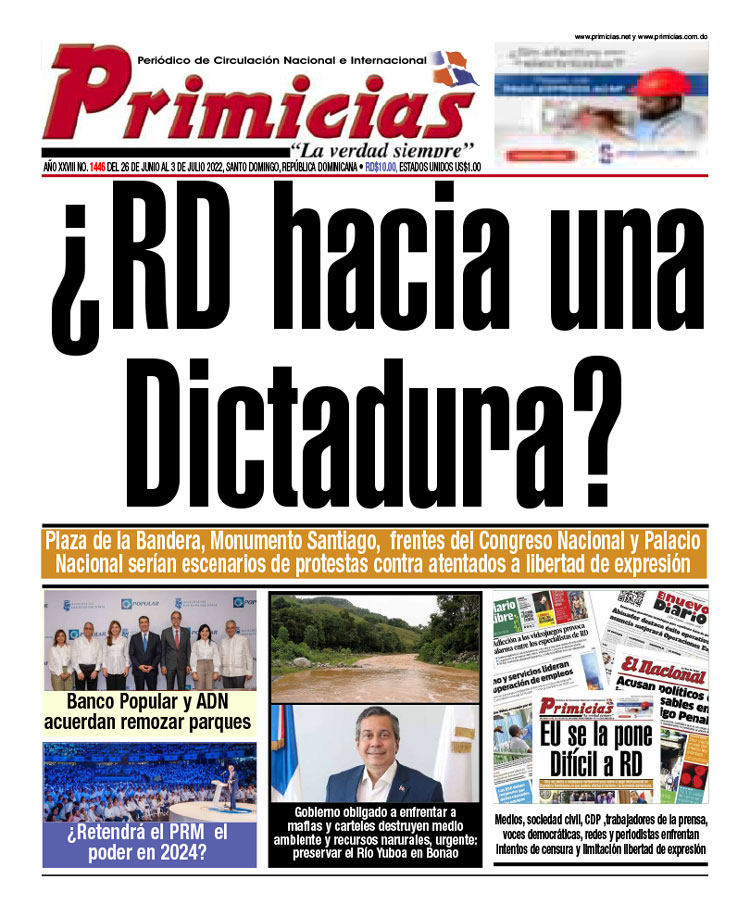 Portada Periódico Primicias, Domingo 26 Junio, 2022