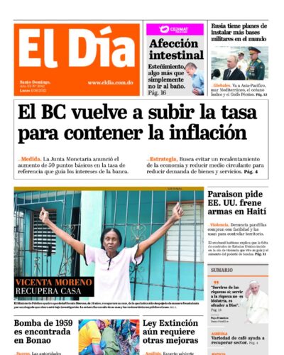 Portada Periódico El Día, Lunes 01 Agosto, 2022