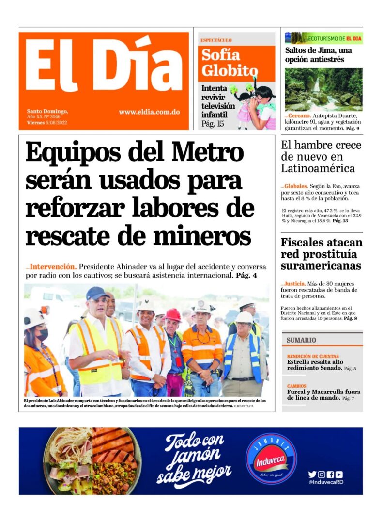 Portada Periódico El Día, Viernes 05 Agosto, 2022