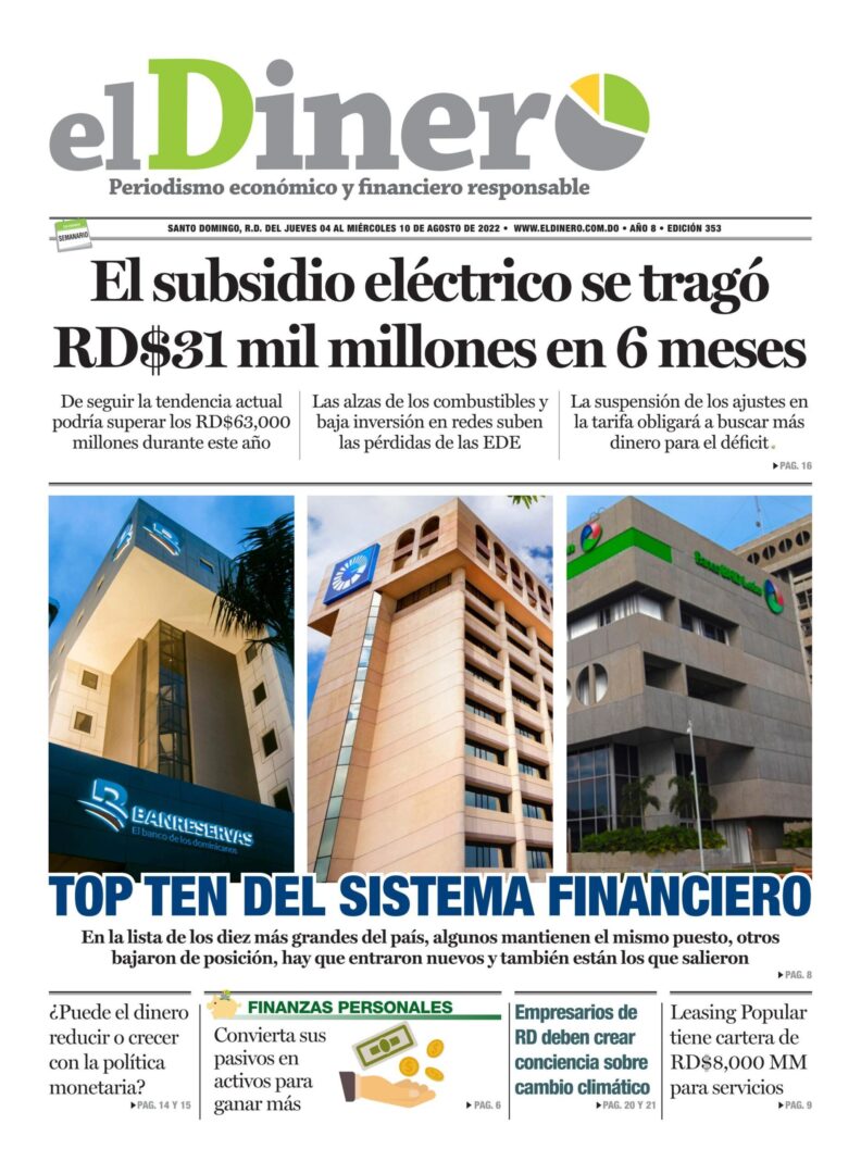 Portada Periódico El Dinero, Miércoles 03 Agosto, 2022
