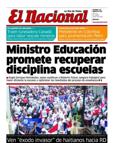 Portada Periódico El Nacional, Domingo 07 Agosto, 2022