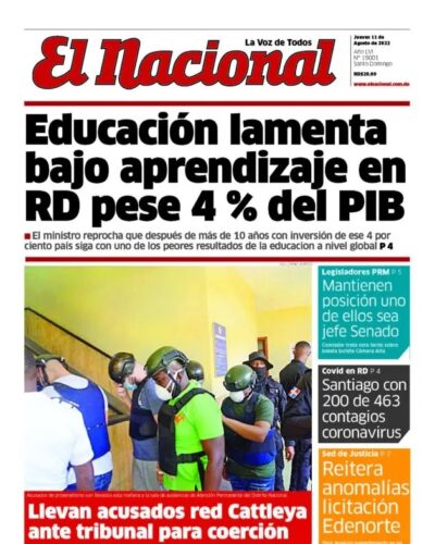 Portada Periódico El Nacional, Viernes 11 Agosto, 2022