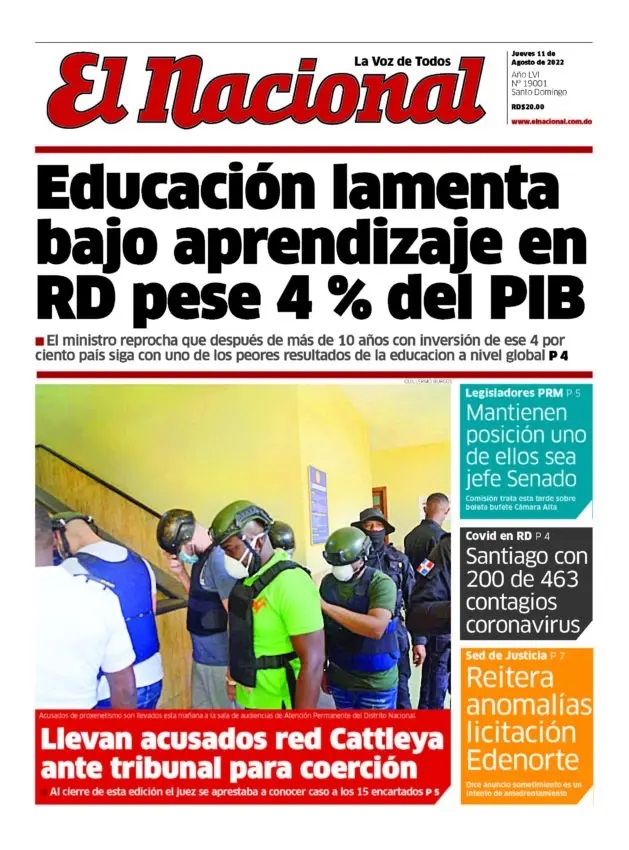 Portada Periódico El Nacional, Viernes 11 Agosto, 2022