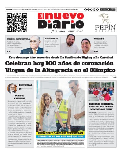Portada Periódico El Nuevo Diario, Lunes 15 Agosto, 2022