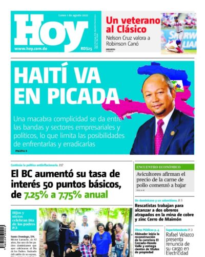 Portada Periódico Hoy, Lunes 01 Agosto, 2022