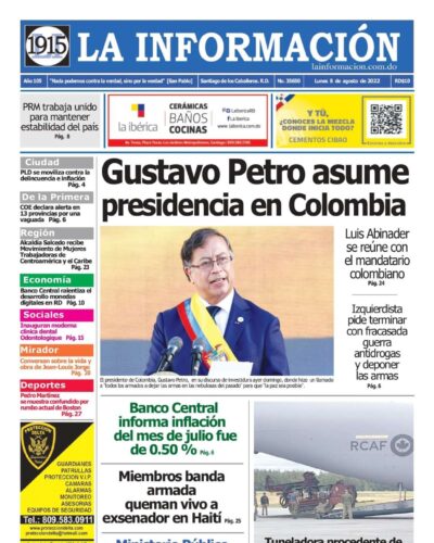 Portada Periódico La Información, Lunes 08 Agosto, 2022