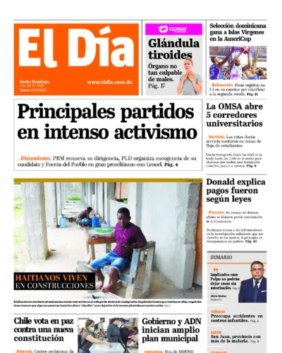 Portada Periódico El Día, Lunes 05 Septiembre, 2022